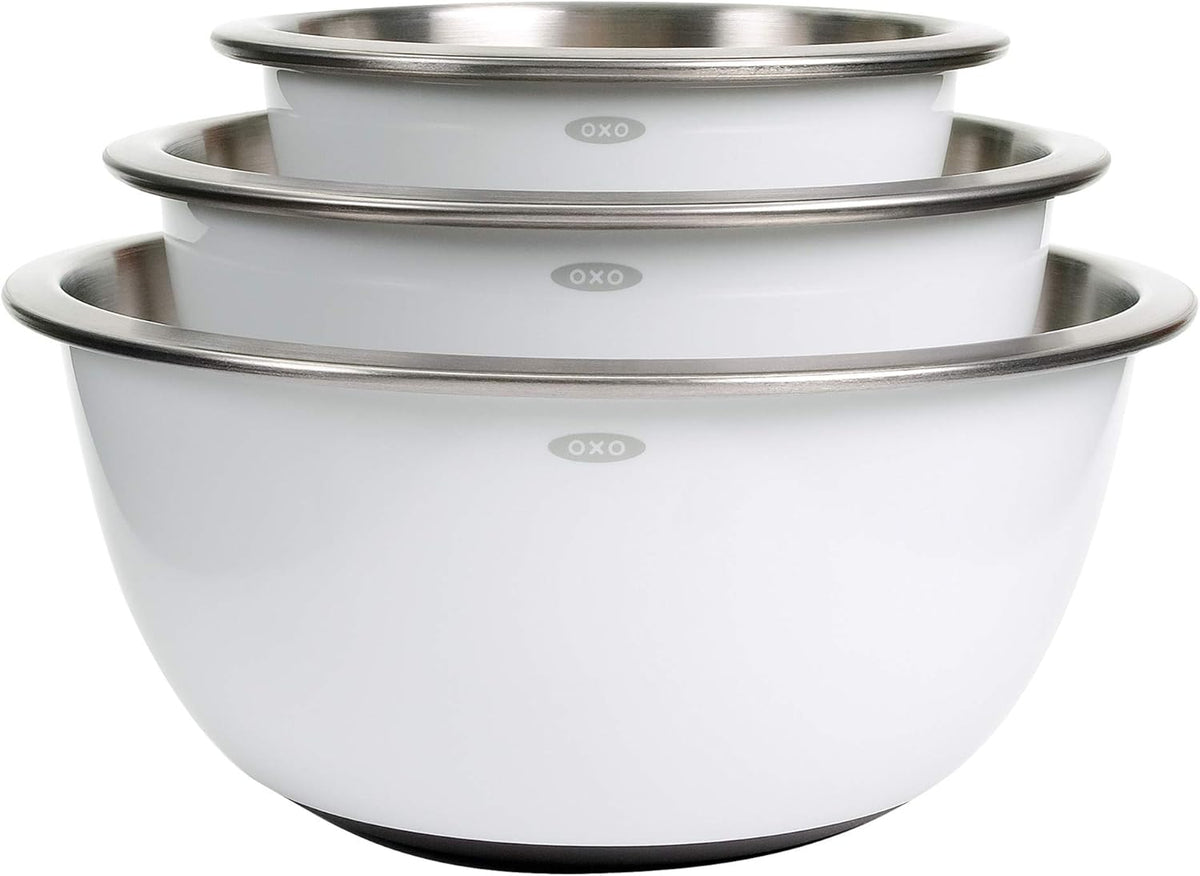 Good Grips 3-Piece Stainless Steel Mixing Bowl Set - Blue & Gray