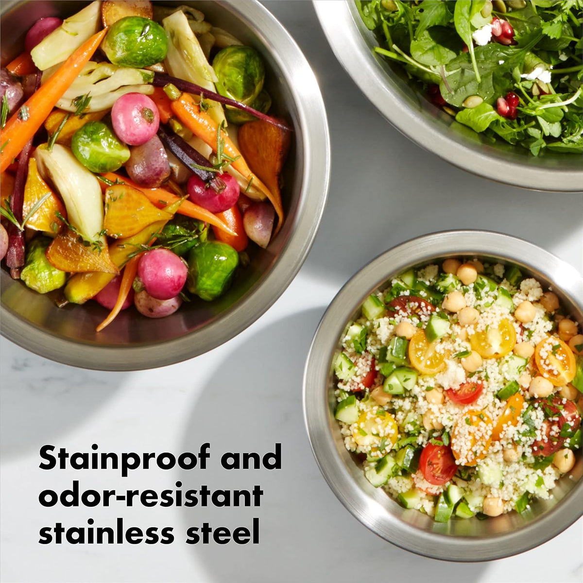 Good Grips 3-Piece Stainless Steel Mixing Bowl Set - Blue & Gray