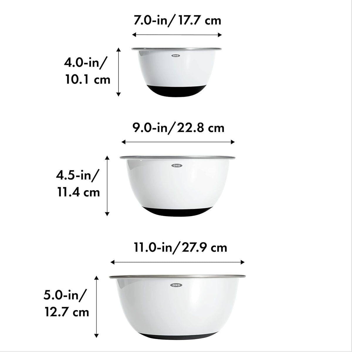 Good Grips 3-Piece Stainless Steel Mixing Bowl Set - Blue & Gray