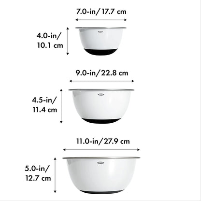 Good Grips 3-Piece Stainless Steel Mixing Bowl Set - Blue & Gray