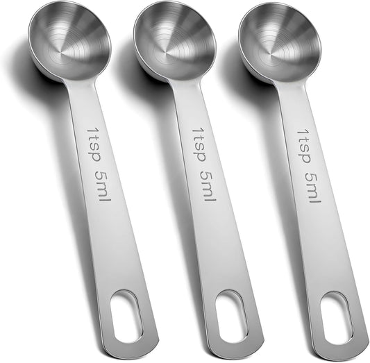 1 Teaspoon Measuring Spoons, 3Pcs Stainless Steel Kitchen Tools for Precise Cooking, Baking and Spices Measurement, 5ml