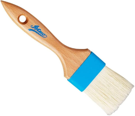 Flat Pastry Brush 2" Wide Basting Kitchen Baking Tool Natural Wood (2Pack),Tan