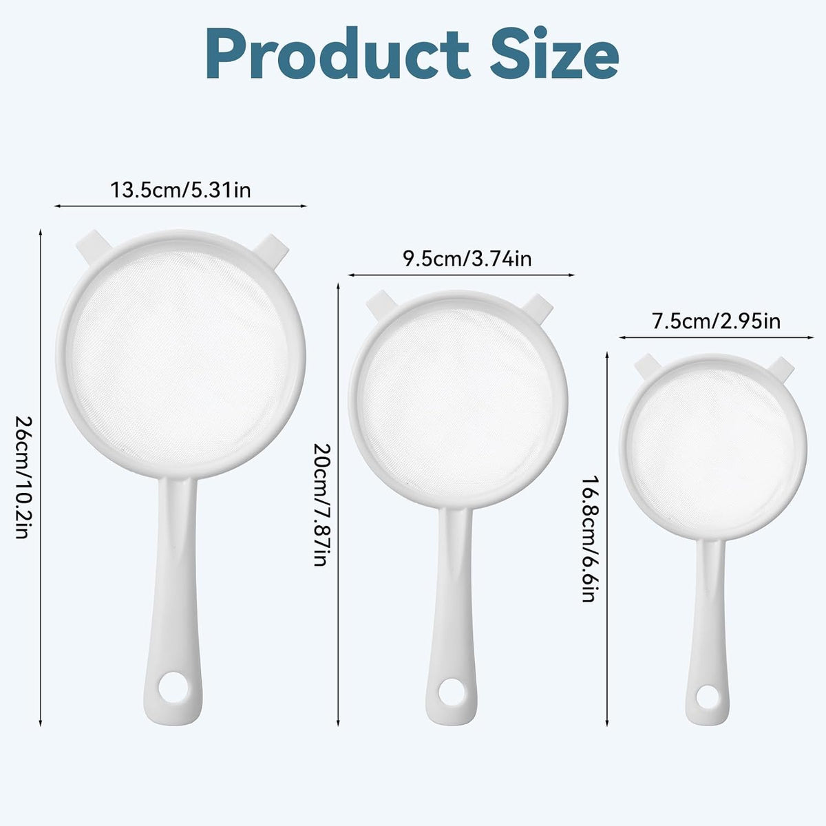 3 PCS Plastic Strainer with Handle Fine Mesh Strainer with Handle Nylon Mesh Strainers Colander Double Ear Fine Food Flour Sifter Food Yogurt Meshes Sieve for Baking Kitchen Colander Sifter Tea Juice