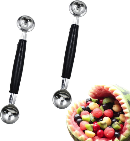 2-Pack Double-Ended Stainless Steel Melon Baller, Fruit & Ice Cream Scoop