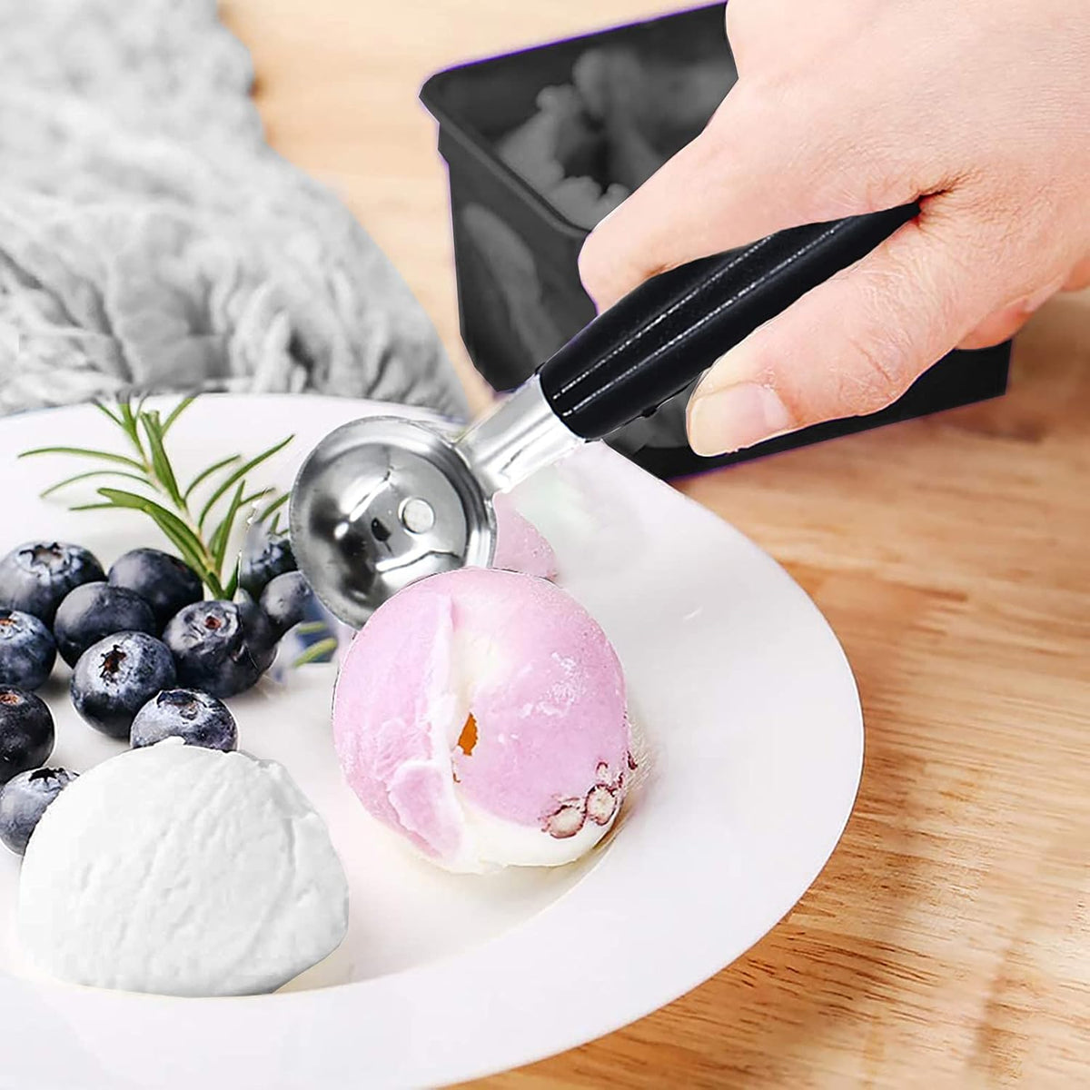 2-Pack Double-Ended Stainless Steel Melon Baller, Fruit & Ice Cream Scoop