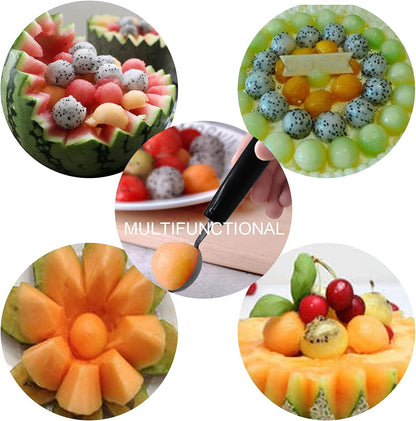2-Pack Double-Ended Stainless Steel Melon Baller, Fruit & Ice Cream Scoop