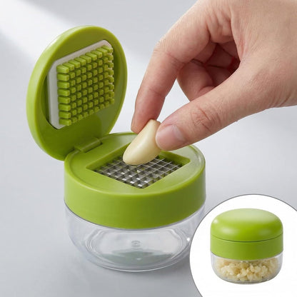 Garlic Press 3-in-1 Set, Stainless Steel Chopper with Peeler & Brush