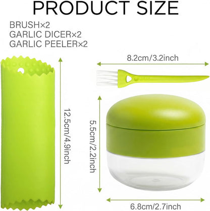 Garlic Press 3-in-1 Set, Stainless Steel Chopper with Peeler & Brush