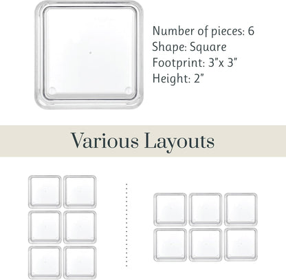 SimpleSort 6-Piece Stackable Clear Drawer Organizer Set | 12" x 3" x 2" Rectangle Trays | Narrow Makeup Vanity Storage Bins and Office Desk Drawer Dividers | Made in USA