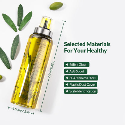 Oil Bottles, Olive Oil Dispenser, Oil Dispenser Bottles, Oil Dispenser, Oil Dispenser Bottle for Kitchen, Glass Oil Bottle 500ml, Easy Refill & Cleaning Non-Drip Spout (500ML 2pcs)
