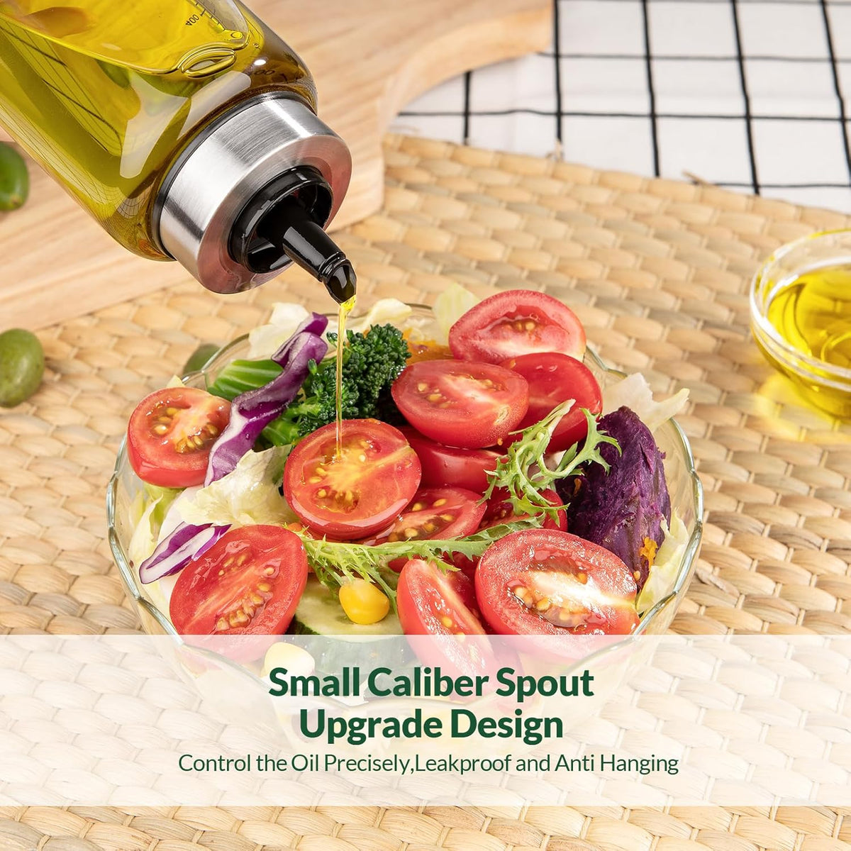 Oil Bottles, Olive Oil Dispenser, Oil Dispenser Bottles, Oil Dispenser, Oil Dispenser Bottle for Kitchen, Glass Oil Bottle 500ml, Easy Refill & Cleaning Non-Drip Spout (500ML 2pcs)