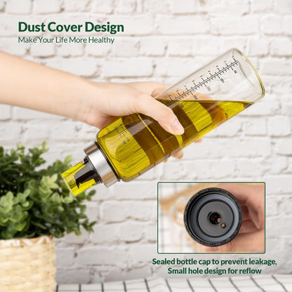 Oil Bottles, Olive Oil Dispenser, Oil Dispenser Bottles, Oil Dispenser, Oil Dispenser Bottle for Kitchen, Glass Oil Bottle 500ml, Easy Refill & Cleaning Non-Drip Spout (500ML 2pcs)