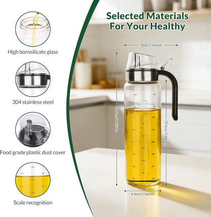 Oil Bottles, Olive Oil Dispenser, Oil Dispenser Bottles, Oil Dispenser, Oil Dispenser Bottle for Kitchen, Glass Oil Bottle 500ml, Easy Refill & Cleaning Non-Drip Spout (500ML 2pcs)