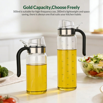 Oil Bottles, Olive Oil Dispenser, Oil Dispenser Bottles, Oil Dispenser, Oil Dispenser Bottle for Kitchen, Glass Oil Bottle 500ml, Easy Refill & Cleaning Non-Drip Spout (500ML 2pcs)