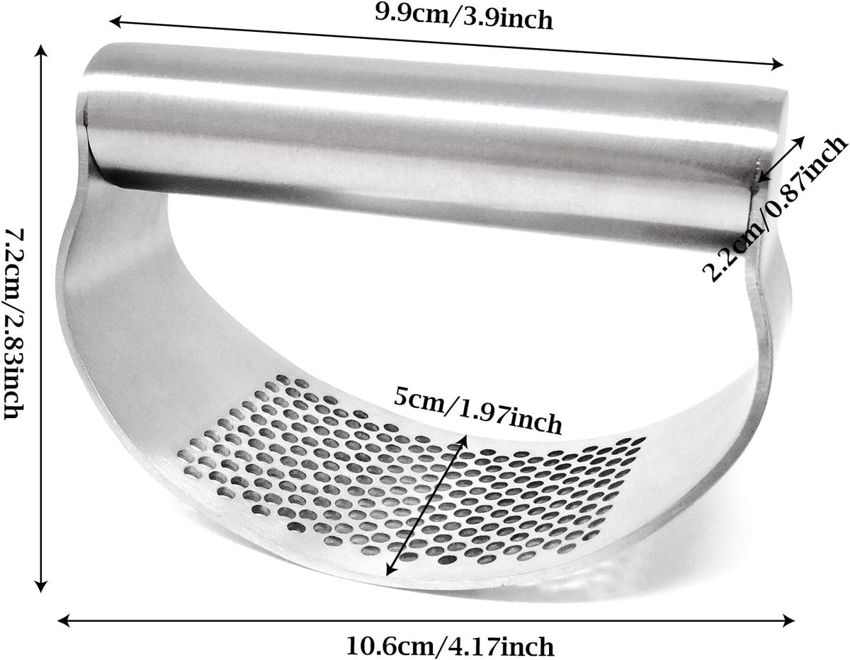" 1PCS Stainless Steel Garlic Press Rocker Manual Garlic Crusher Garlic Easy Grip Mincer Ginger Press Squeezer Kitchen Tools for Home and Restaurants, Dishwasher Safe (4.2"")"