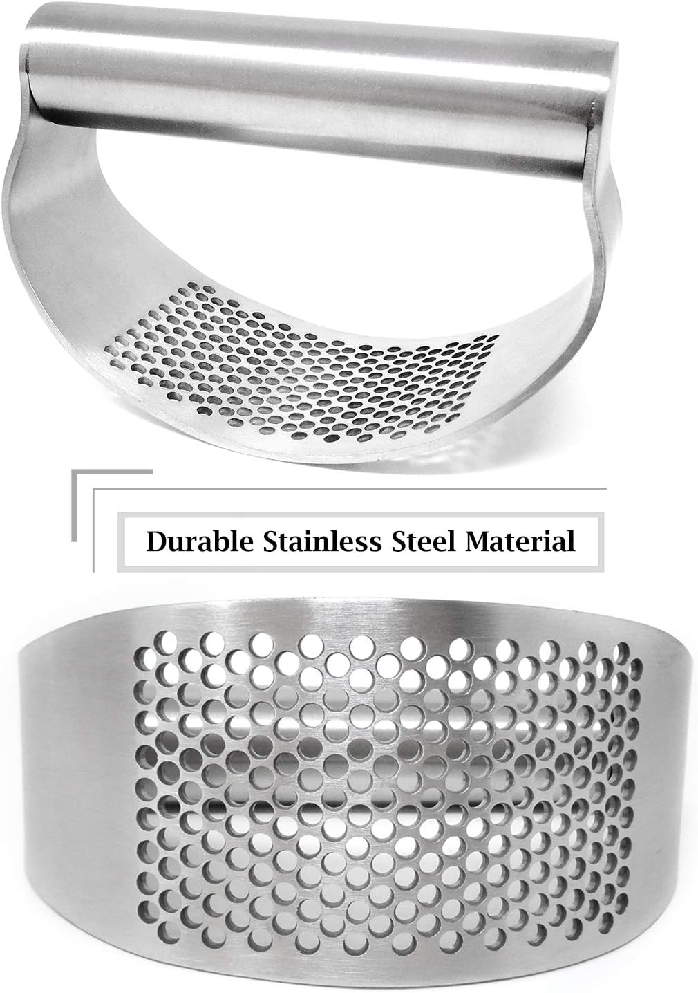 " 1PCS Stainless Steel Garlic Press Rocker Manual Garlic Crusher Garlic Easy Grip Mincer Ginger Press Squeezer Kitchen Tools for Home and Restaurants, Dishwasher Safe (4.2"")"