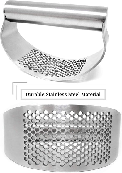 " 1PCS Stainless Steel Garlic Press Rocker Manual Garlic Crusher Garlic Easy Grip Mincer Ginger Press Squeezer Kitchen Tools for Home and Restaurants, Dishwasher Safe (4.2"")"