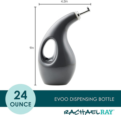 Rachael Ray Ceramic EVOO Oil and Vinegar Dispenser Bottle, 24-Ounce, White