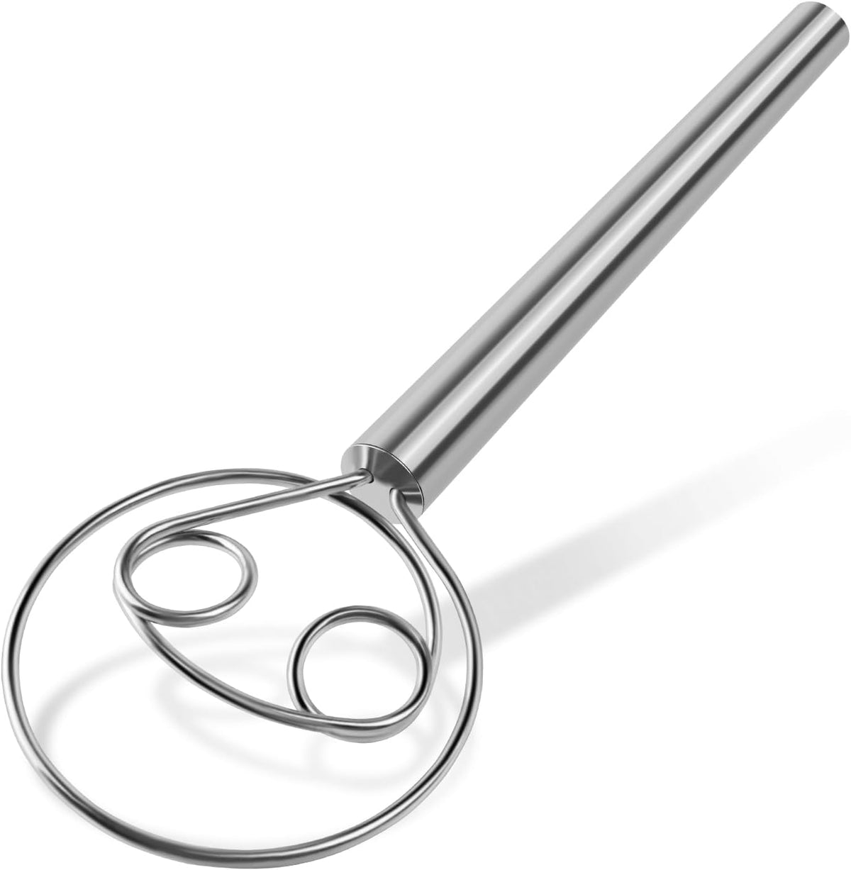 Danish Dough Whisk, Stainless Steel Wood Handle for Sourdough Bread