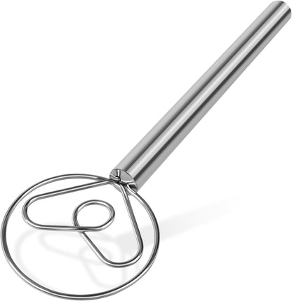 Danish Dough Whisk, Stainless Steel Wood Handle for Sourdough Bread