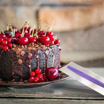 Stainless Steel Cake Scraper Metal Icing Smoother Polisher Cake Decorating Comb Cake Pastry Cutter for Cake Decorating with a Purple Handle 9 Inches