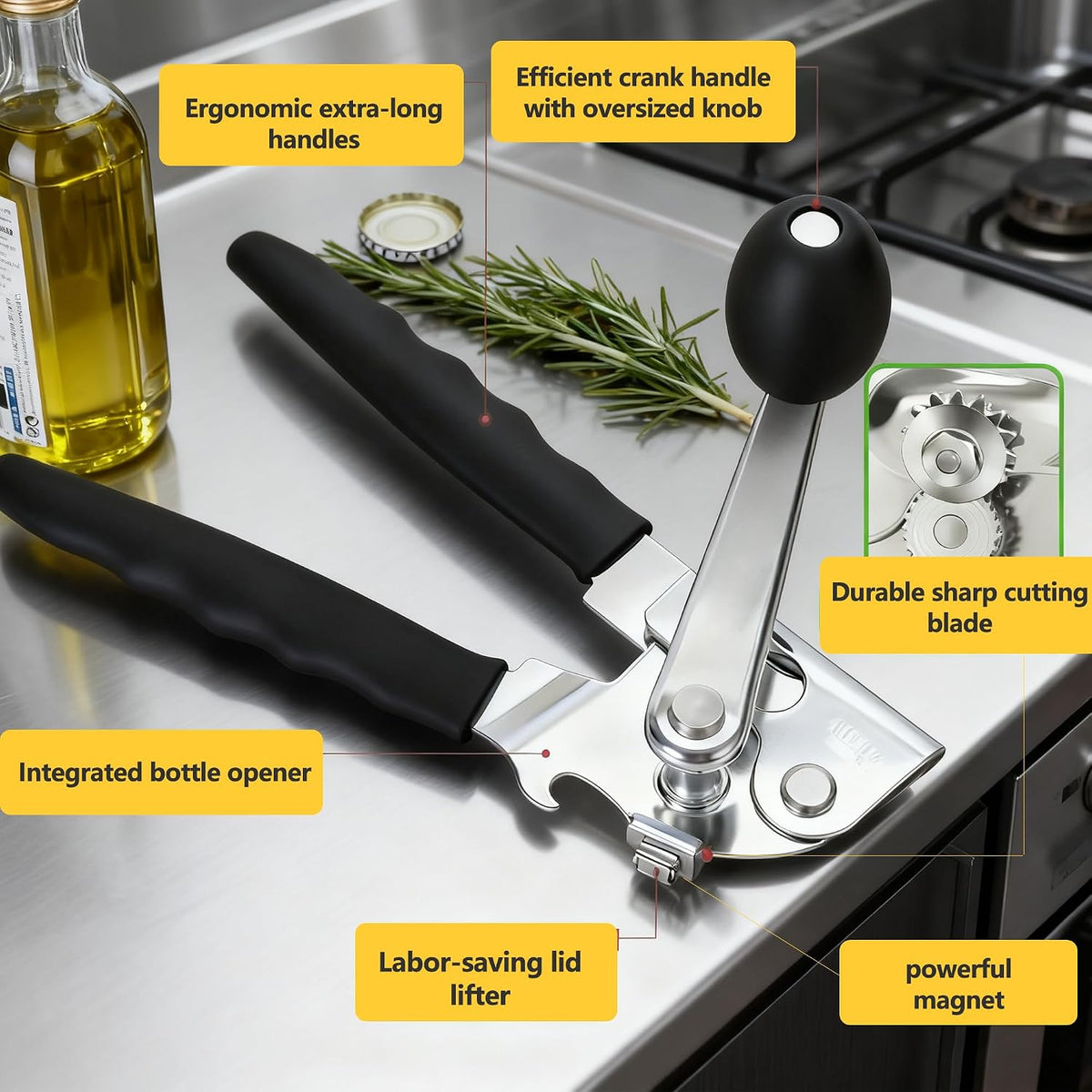 Commercial Can Opener Heavy Duty,Effortless Easy Turn Design for Large Cans