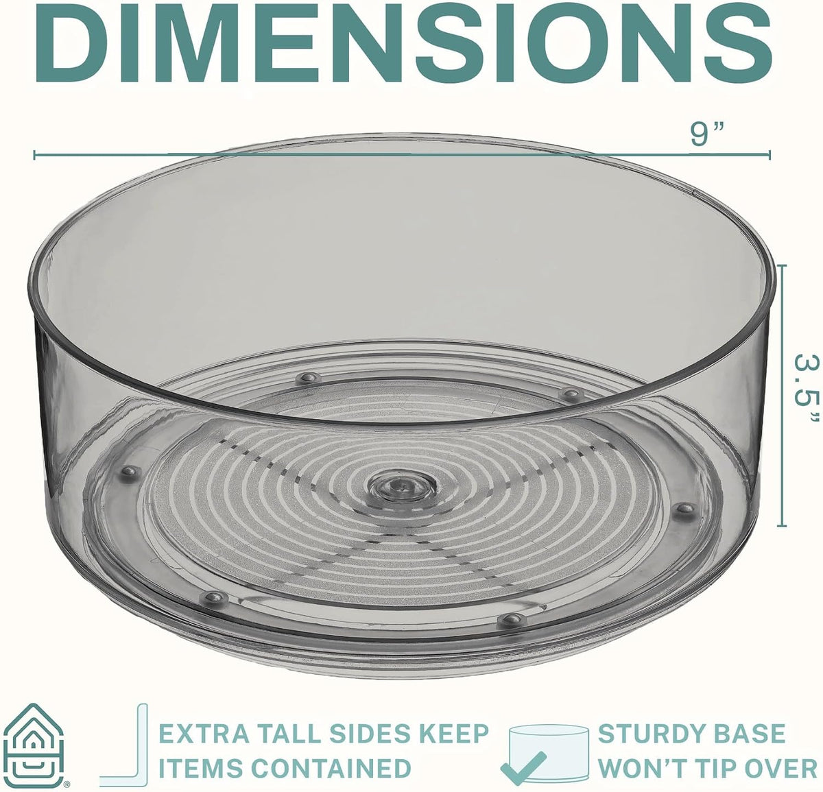 Round Plastic Lazy Susan Turntable Food Storage Container for Kitchen (4 Removable Bin)