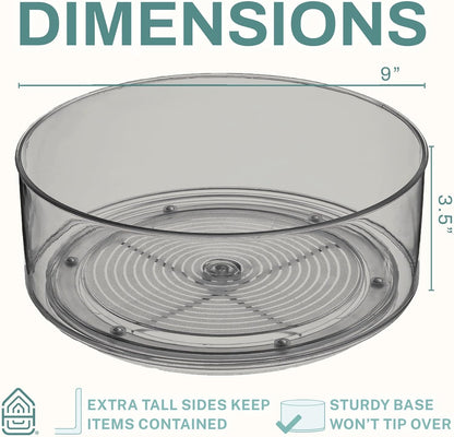Round Plastic Lazy Susan Turntable Food Storage Container for Kitchen (4 Removable Bin)
