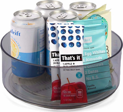 Round Plastic Lazy Susan Turntable Food Storage Container for Kitchen (4 Removable Bin)