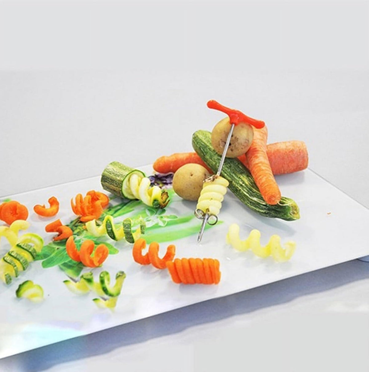 1PC Red Spiral Slicer, Radish Potato Spiral Cutter, Vegetables Fruits Spiral Twist Knife Scroller, Stainless Steel Magic Scroller Graters, Peelers and Slicers Specialty Appliances