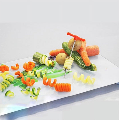 1PC Red Spiral Slicer, Radish Potato Spiral Cutter, Vegetables Fruits Spiral Twist Knife Scroller, Stainless Steel Magic Scroller Graters, Peelers and Slicers Specialty Appliances
