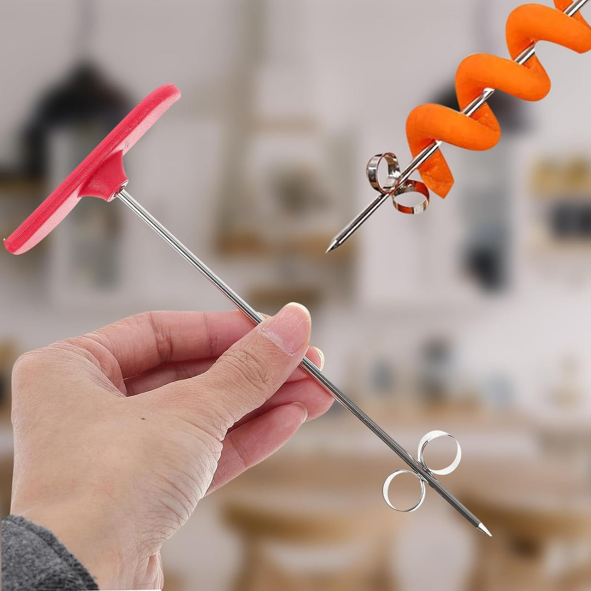 1PC Red Spiral Slicer, Radish Potato Spiral Cutter, Vegetables Fruits Spiral Twist Knife Scroller, Stainless Steel Magic Scroller Graters, Peelers and Slicers Specialty Appliances