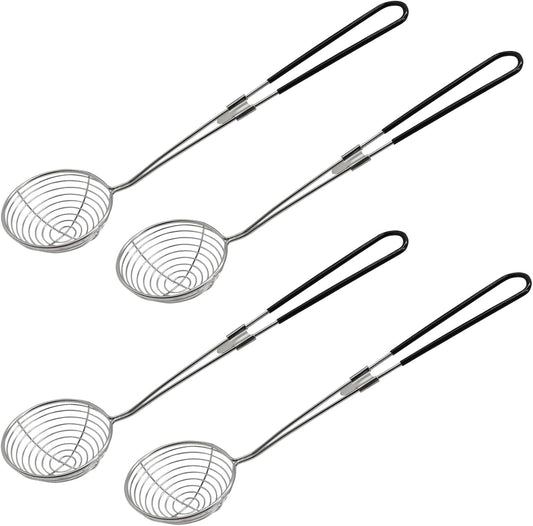 4PCS Hot Pot Strainer Scoop, 2.5 Inch Mini Wire Skimmer | Stainless Steel Asian Shabu Strainer Spoon Ladle with Handle for Hot Pot Tortellini Meatball