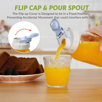 6 Pack Mason Jar Lids, Regular Mouth Pour Spout Flip Cap Lids for Ball Brand Mason Jars, Leak Proof Airtight for Drinking Salad Dressing & Food Storing (jars are not included)