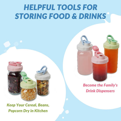 6 Pack Mason Jar Lids, Regular Mouth Pour Spout Flip Cap Lids for Ball Brand Mason Jars, Leak Proof Airtight for Drinking Salad Dressing & Food Storing (jars are not included)