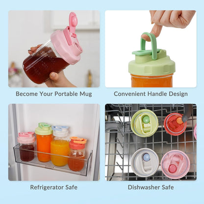 6 Pack Mason Jar Lids, Regular Mouth Pour Spout Flip Cap Lids for Ball Brand Mason Jars, Leak Proof Airtight for Drinking Salad Dressing & Food Storing (jars are not included)