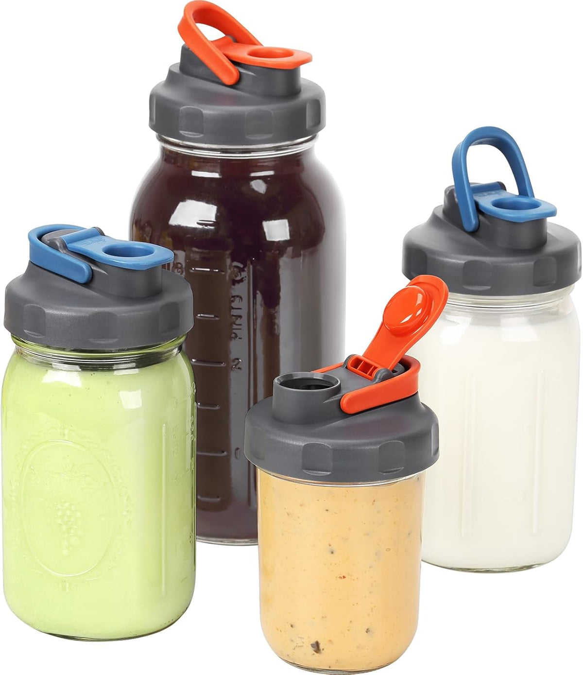 6 Pack Mason Jar Lids, Regular Mouth Pour Spout Flip Cap Lids for Ball Brand Mason Jars, Leak Proof Airtight for Drinking Salad Dressing & Food Storing (jars are not included)