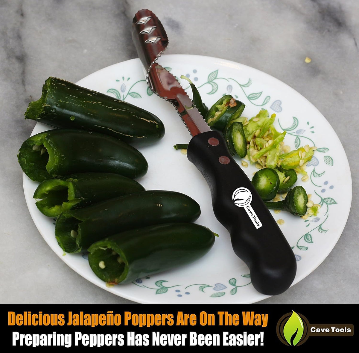 Jalapeno Pepper Corer and Deseeder to Peel or Slice Off Bell, Banana, or Chili Pepper Tops/Stems For Roasting Poppers on Grill, Smoker, or Oven - Kitchen and BBQ Accessories