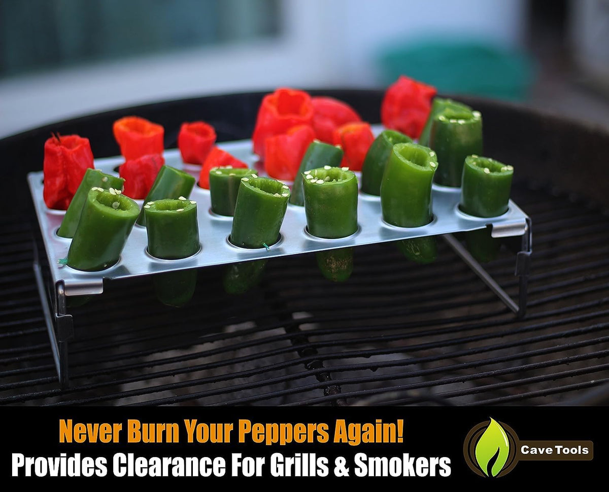 Jalapeno Pepper Corer and Deseeder to Peel or Slice Off Bell, Banana, or Chili Pepper Tops/Stems For Roasting Poppers on Grill, Smoker, or Oven - Kitchen and BBQ Accessories