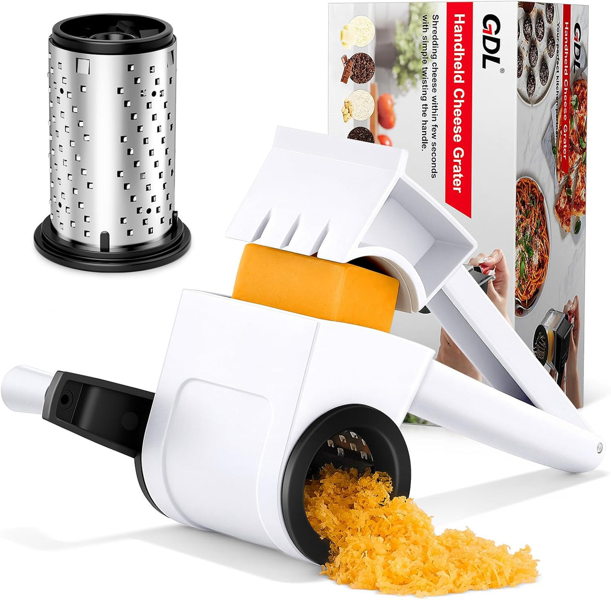 Rotary Parmesan cheese Grater, Cheese Grater Shredder Hand Crank
