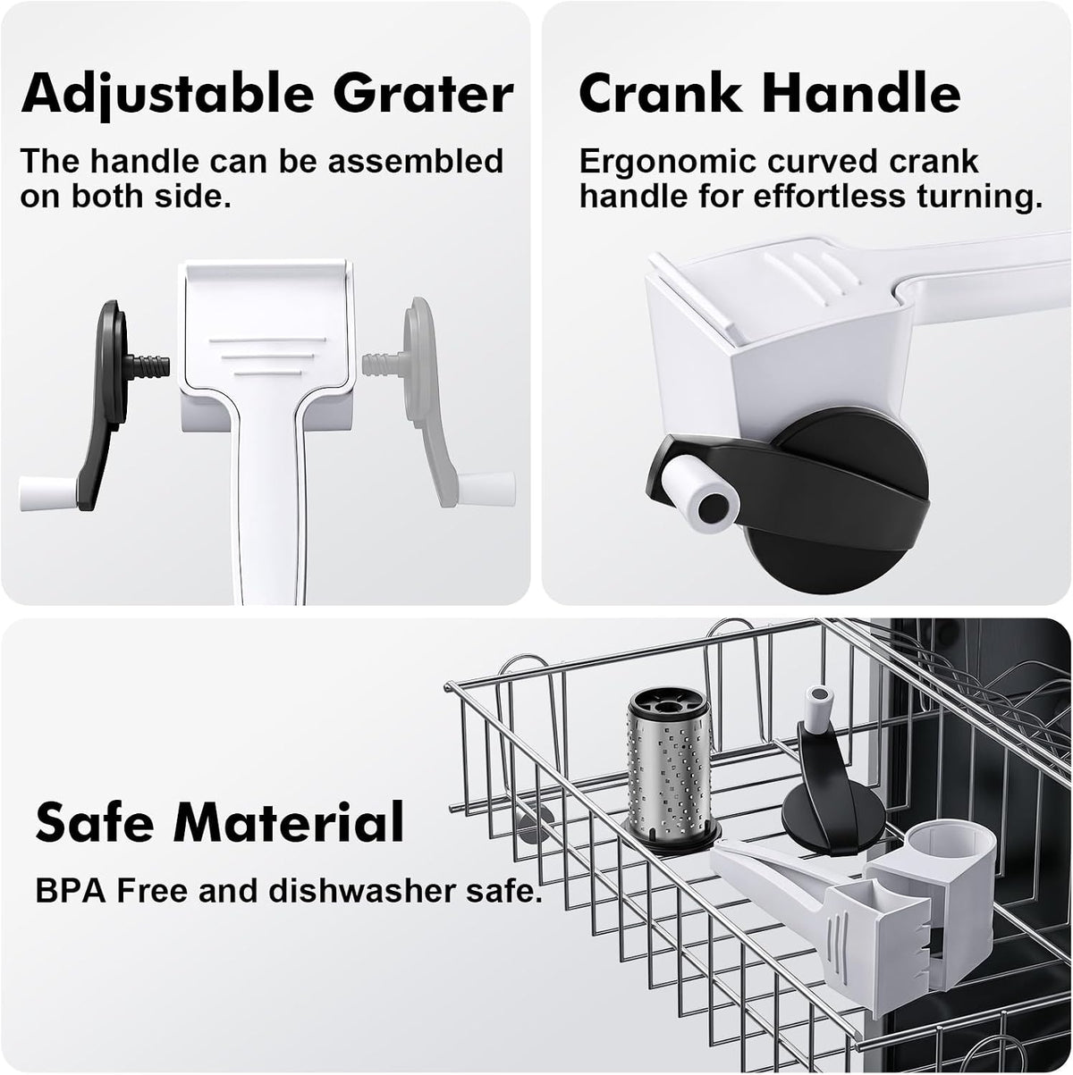 Rotary Parmesan cheese Grater, Cheese Grater Shredder Hand Crank