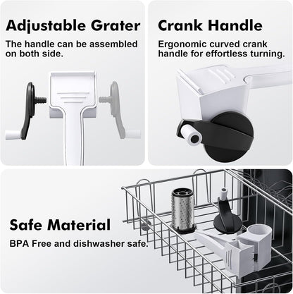 Rotary Parmesan cheese Grater, Cheese Grater Shredder Hand Crank