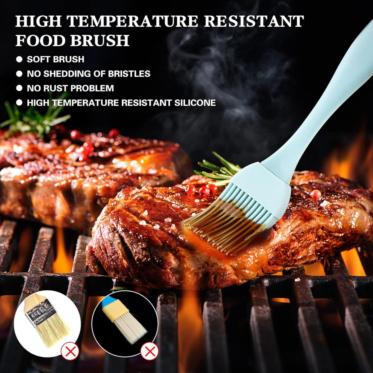 16 Pcs Silicone Basting Pastry Brush - Cooking Brush for Oil Sauce Butter Marinades, Food Brushes for BBQ Grill Kitchen Baking, Baster Brushes Baste Pastries Cakes Meat Desserts