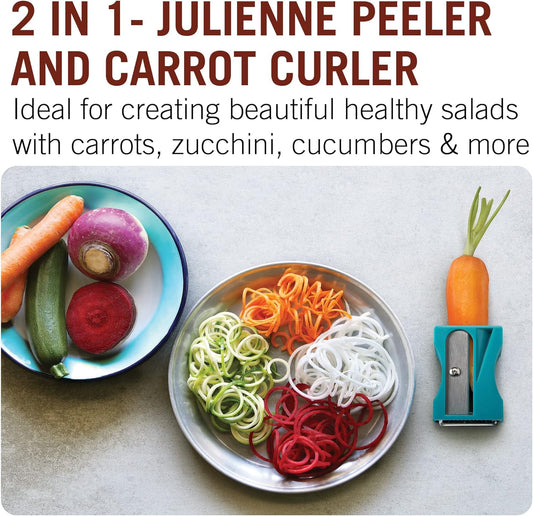 Karoto Julienne – Zoodle Maker, Vegetable Spiralizer with Julienne Blade | Fun Kitchen Gadgets and Stuff | Zucchini Noodle Maker from a Series of Unique Peelers for Kitchen | by Monkey Business