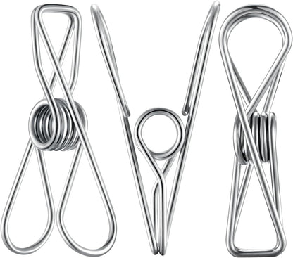 50 PCS Clothes Pins Heavy Duty Outdoor Metal Clothespins Laundry Bag Clips | pin stainless outdoor steel clothesline chip strong line wooden clothespin plastic bulk outside close cloths hanging bags