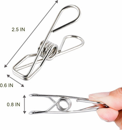 50 PCS Clothes Pins Heavy Duty Outdoor Metal Clothespins Laundry Bag Clips | pin stainless outdoor steel clothesline chip strong line wooden clothespin plastic bulk outside close cloths hanging bags