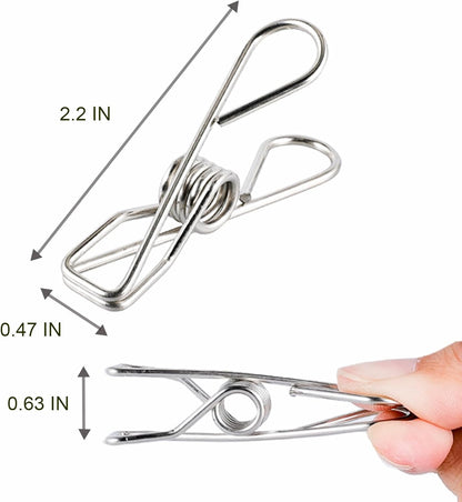 50 PCS Clothes Pins Heavy Duty Outdoor Metal Clothespins Laundry Bag Clips | pin stainless outdoor steel clothesline chip strong line wooden clothespin plastic bulk outside close cloths hanging bags