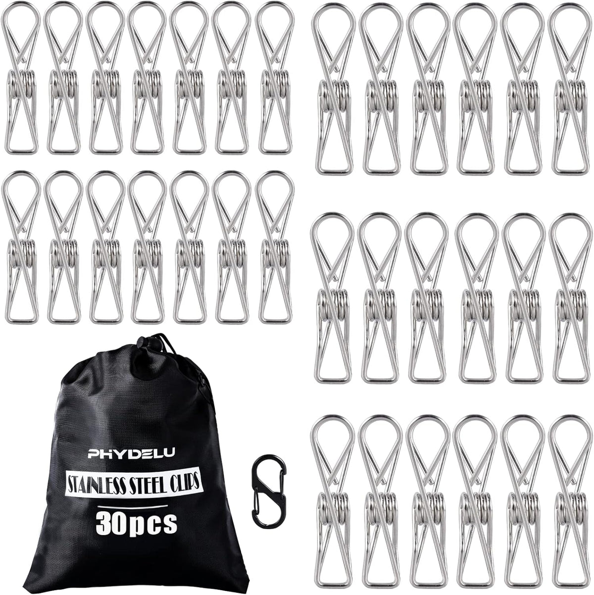 50 PCS Clothes Pins Heavy Duty Outdoor Metal Clothespins Laundry Bag Clips | pin stainless outdoor steel clothesline chip strong line wooden clothespin plastic bulk outside close cloths hanging bags