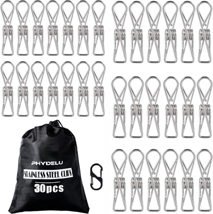50 PCS Clothes Pins Heavy Duty Outdoor Metal Clothespins Laundry Bag Clips | pin stainless outdoor steel clothesline chip strong line wooden clothespin plastic bulk outside close cloths hanging bags