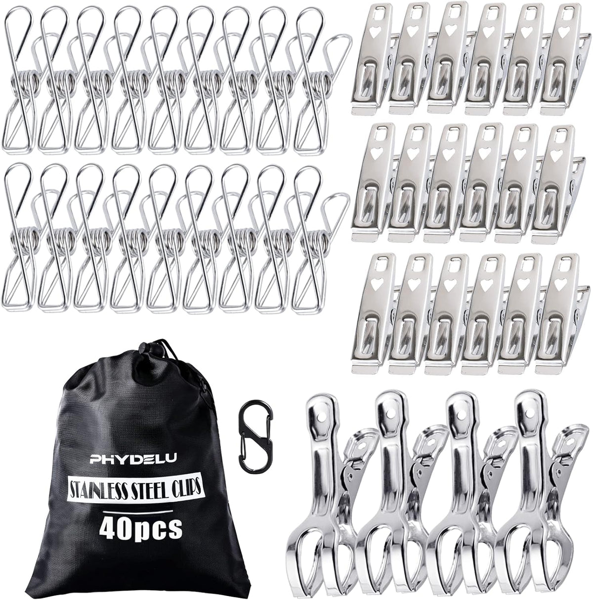 50 PCS Clothes Pins Heavy Duty Outdoor Metal Clothespins Laundry Bag Clips | pin stainless outdoor steel clothesline chip strong line wooden clothespin plastic bulk outside close cloths hanging bags